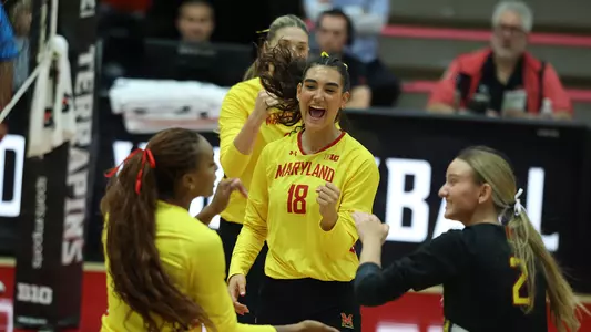 Maryland celebrates a point against UMES