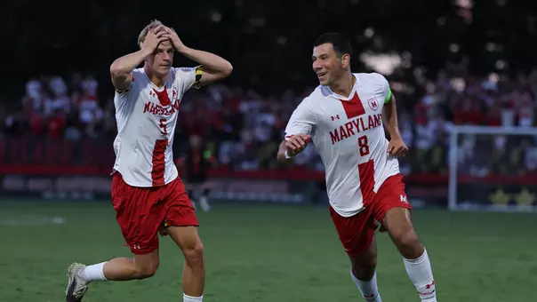 Albi Ndrenika celebrates a goal against Georgetown