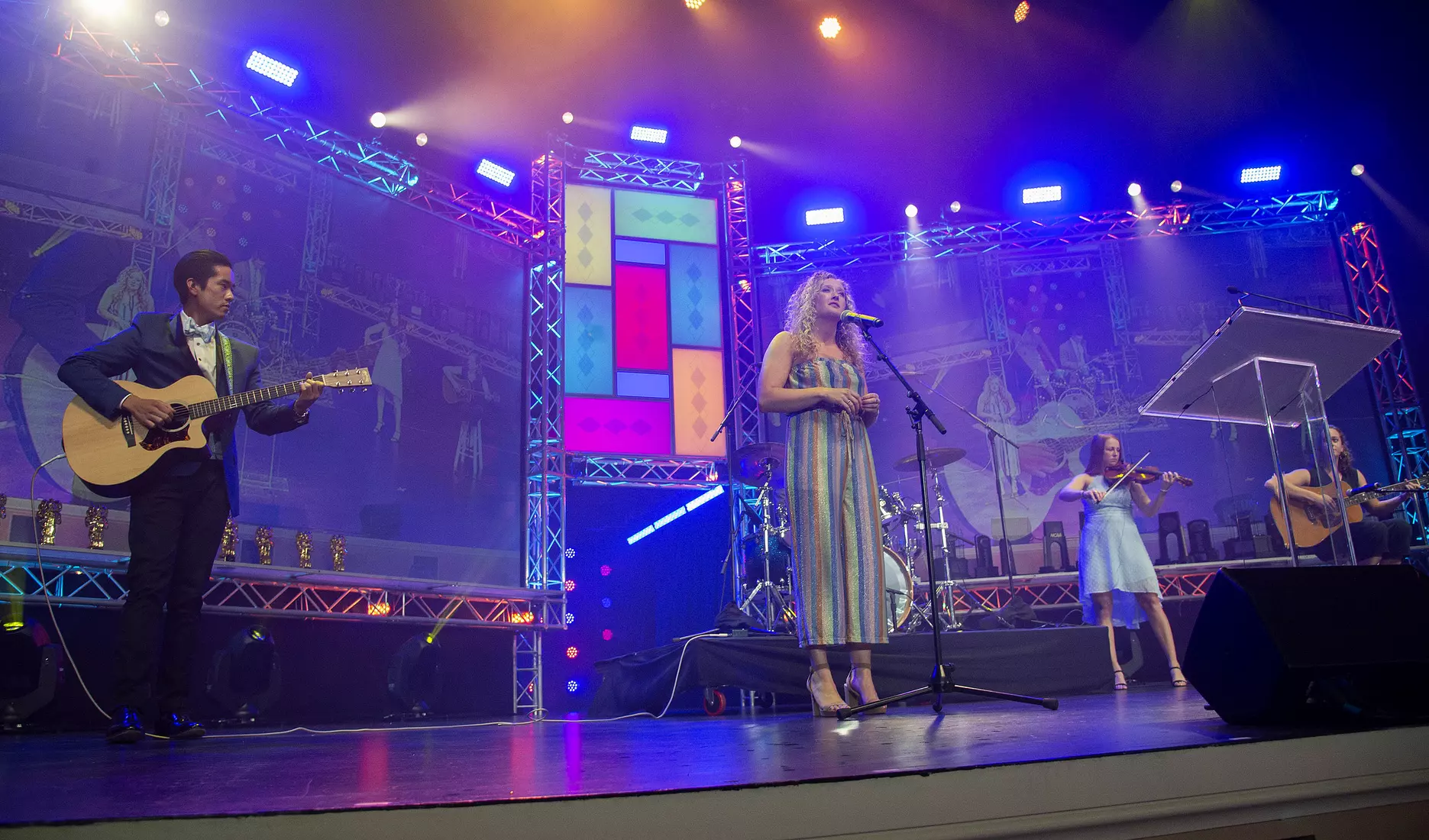 (L to R): Toby Song, Ashton Brown, Sara Daavettila, Elizabeth Mitchell