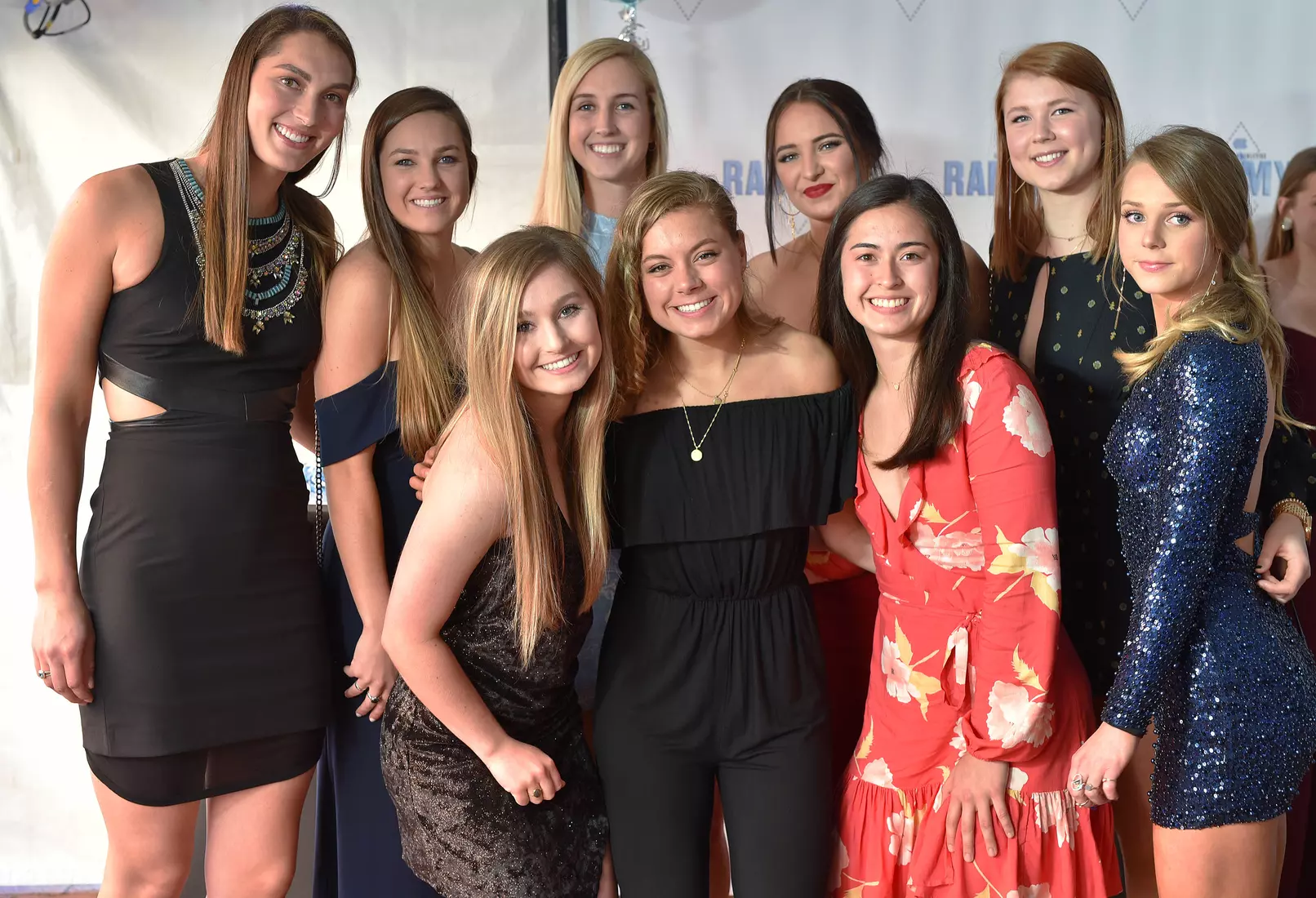 Volleyball players pose for before the beginning of the Rammys.