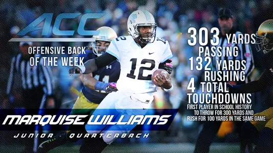Williams Named ACC Player of the Week