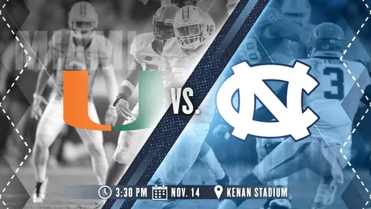 No. 17 Tar Heels Host Miami On Senior Day