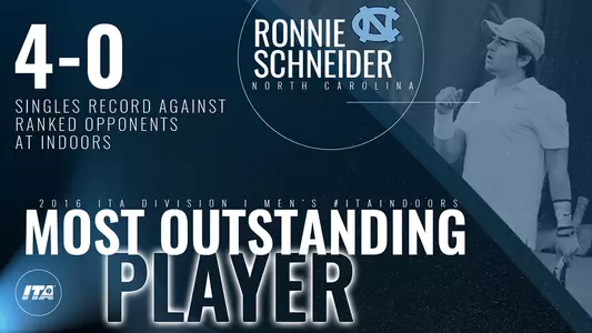 Schneider Named MVP of ITA National Indoor Championship