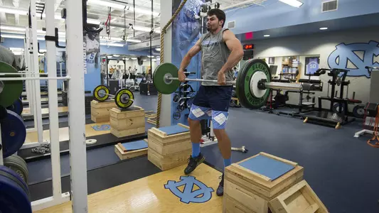 Luke Maye, lifting weights