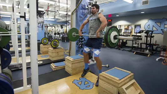 Luke Maye offseason workout weight room
