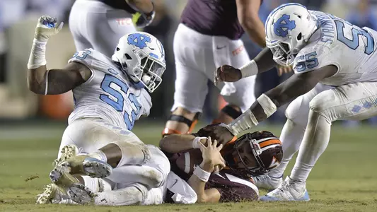 North Carolina Tar Heels defensive end Malik Carney #53, North Carolina Tar Heels defensive lineman Jason Strowbridge #55
University of North Carolina Football v Virginia Tech
Kenan Stadium
Chapel Hill, NC
Saturday, October 13, 2018