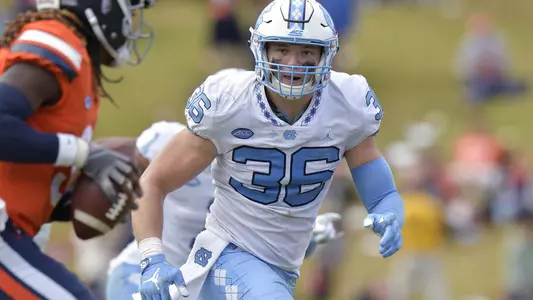 North Carolina Tar Heels linebacker Cole Holcomb #36
University of North Carolina Football v Virginia
Scott Stadium
Charlottesville, VA
Saturday, October 27, 2018