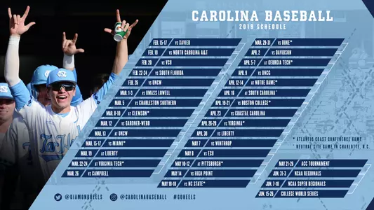 2019 Carolina Baseball Schedule