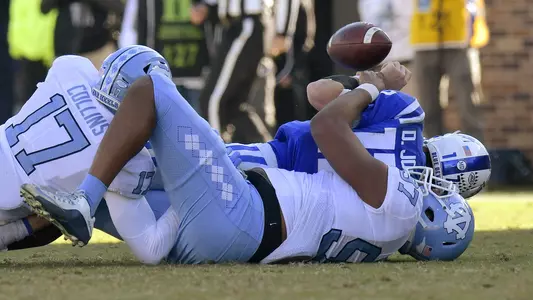 Jalen Dalton (97) and Chris Collins (17)University of North Carolina Football v DukeWallace Wade StadiumDurham, NCSaturday, November 10, 2018