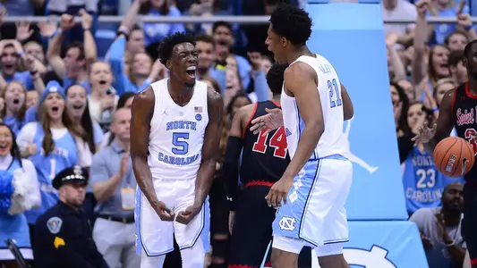 Nassir Little (5) and Sterling Manley (21)
University of North Carolina Basketball v Saint Francis University
Dean E. Smith Center
Chapel Hill, NC
Monday, November 19, 2018