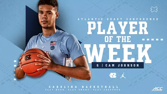 Cameron Johnson ACC Player of the Week graphic