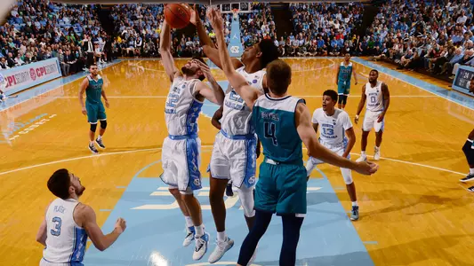 Luke Maye, center, and Sterling Manley, left,
University of North Carolina Basketball v UNC-Wilmington
Dean E. Smith Center
Chapel Hill, NC
Wednesday, December 5, 2018