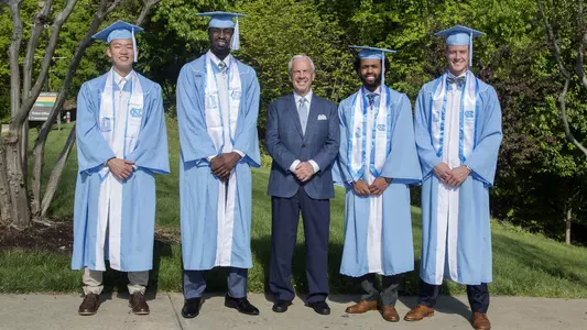 2018 graduates: Kane Ma, Theo Pinson, Roy Williams, Joel Berry, Aaron Rohlman