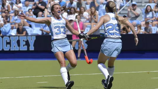 Marissa Creatore (33) and Megan DuVernois (29)
University of North Carolina Field Hockey v Michigan
Carolina Field Hockey Stadium
Chapel Hill, NC
Saturday, August 25, 2018