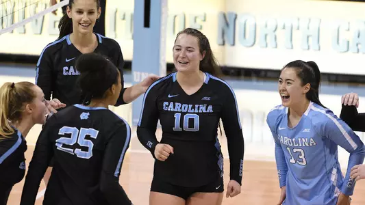 Hunter Atherton, Mia Fradenburg, celebration
University of North Carolina Volleyball v Florida State
Carmichael Arena
Chapel Hill, NC
Sunday, October 13, 2019