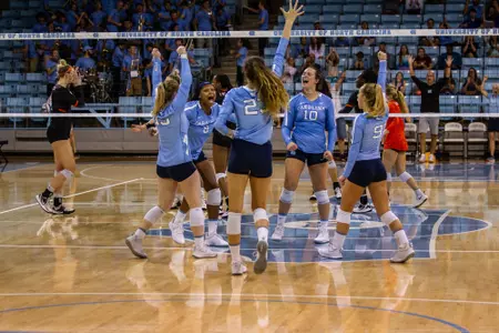 volleyball vs virginia tech celebration