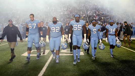 Charlie Heck (67), Aaron Crawford (92), Jason Strowbridge (55), Dazz Newsome (5), British Brooks (34)
University of North Carolina Football v Virginia
Kenan Stadium
Chapel Hill, NC
Saturday, November 2, 2019