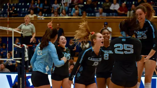 unc volleyball celebration at duke