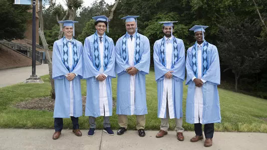2019 men's basketball graduates Caleb Ellis, Justin Jackson, Vasco Evtimov, Luke Maye & Kenny Williams