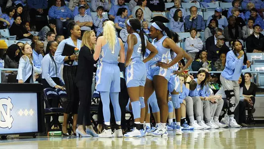 Team huddle
University of North Carolina WomenÕs Basketball
vs. NC State
Carmichael Arena
Chapel Hill, NC
Thursday, January 9, 2020