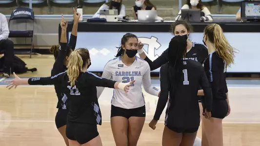 Karenna Wurl, huddle
University of North Carolina Volleyball v Duke
Carmichael Arena 
Chapel Hill, NC 
Sunday, October 11, 2020