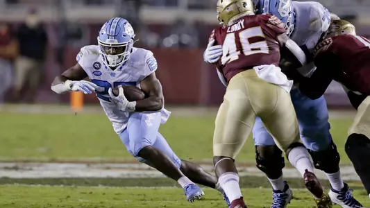 Javonte Williams 
University of North Carolina Football v Florida State 
Doak S. Campbell Stadium 
Tallahasse, FL 
Saturday, October 17, 2020