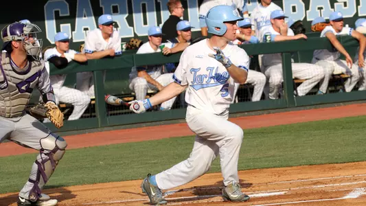 Brian Miller leads off the 2016 ECU game with a double to right center.