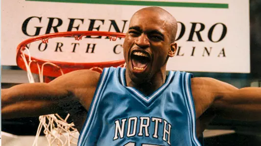Vince Carter, 1998 ACC Tournament final vs. Duke postgame celebration