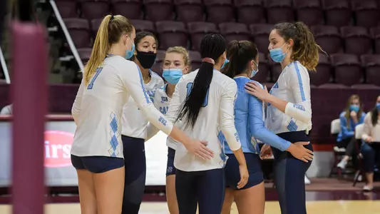 volleyball huddle at virginia tech