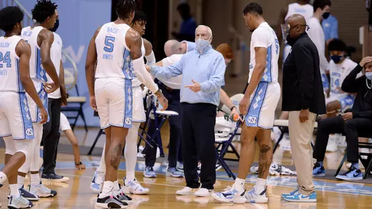 Roy Williams, huddle
University of North Carolina Basketball v Syracuse
Dean E. Smith Center
Chapel Hill, NC
Tuesday, January 12, 2021