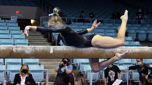 Elizabeth Culton
balance beam
University of North Carolina Gymnastics v N.C. State
Carmichael Arena
Chapel Hill, NC
Friday, February 12, 2021