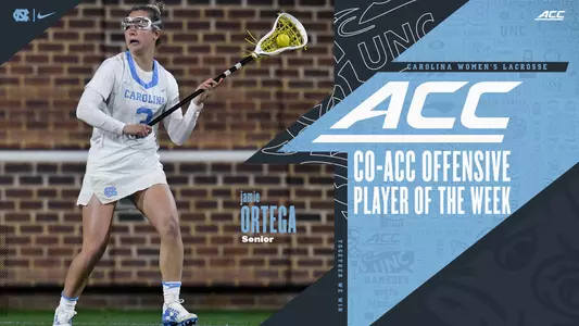 Jamie Ortega co-ACC Player of the Week graphic