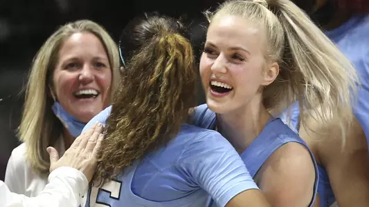 The Tar Heels celebrated an important win on Sunday at Virginia Tech.