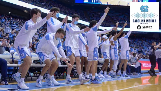 Carolina Insider - men's basketball bench celebrates