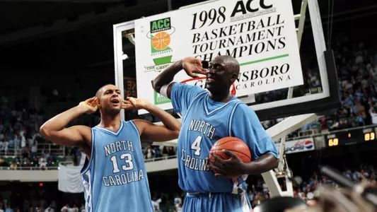 Ademola Okulaja, Makhtar Ndiaye celebrate 1998 ACC championship