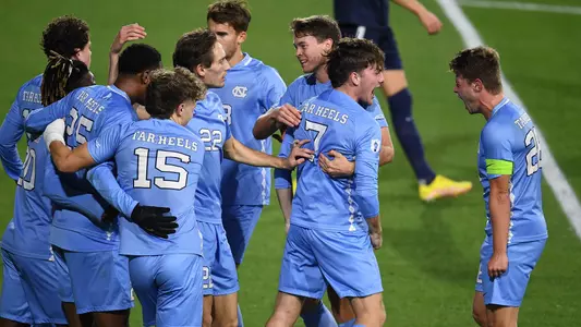 UNC celebrates a goal.