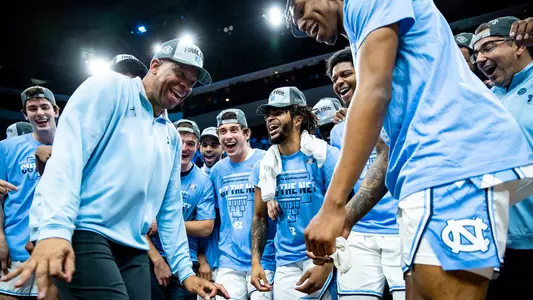 Hubert Davis celebration 2022 Final Four Saint Peter's
