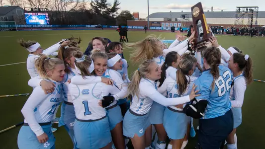 The Tar Heels celebrate winning the program's 10th NCAA Championship.