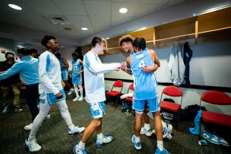 Puff celebrating in locker room