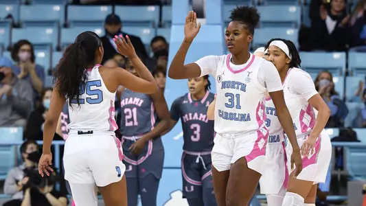 Anya Poole, Deja Kelly
University of North Carolina Women's Basketball v Miami
Carmichael Arena
Chapel Hill, NC
Sunday, February 6, 2022