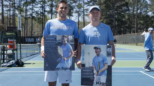 Benjamin Sigouin, Mac Kiger University of North Carolina Men's Tennis v Georgia Tech Chapel Hill Tennis Club Chapel Hill, NC Sunday, April 3, 2022