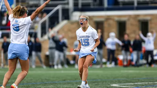Scottie Rose Growney celebrates with Jamie Ortega vs. Notre Dame