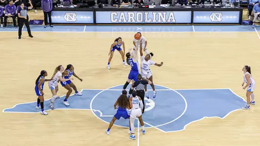 UNC and Duke tipoff in Carmichael Arena.