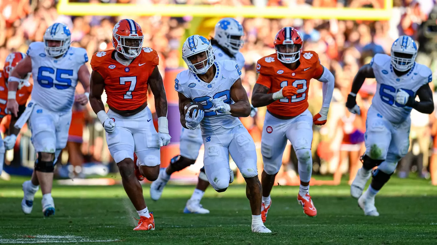 Omarion Hampton University of North Carolina Football v Clemson Memorial Stadium Clemson, SC Saturday, November 18, 2023