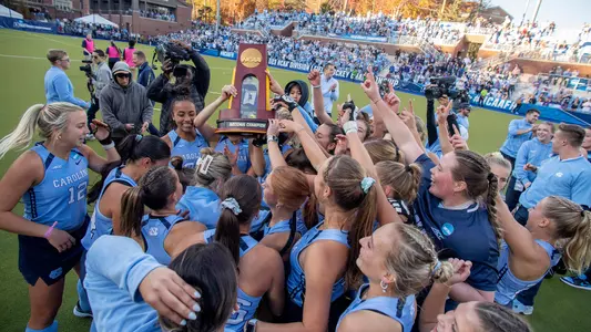 The Tar Heels celebrate capturing the 2023 field hockey NCAA championship.