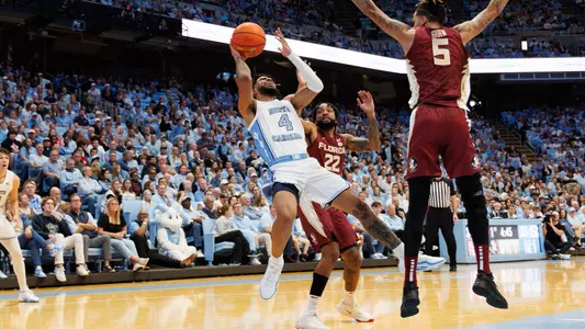 North Carolina Tar Heels on December 2, 2023, at Dean Smith Center in Chapel Hill, North Carolina.