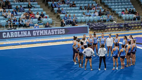 Huddle
University of North Carolina Women’s Gymnastics
Blue/White Exhibition
Carmichael Arena
Chapel Hill, NC
Sunday, December 3, 2021