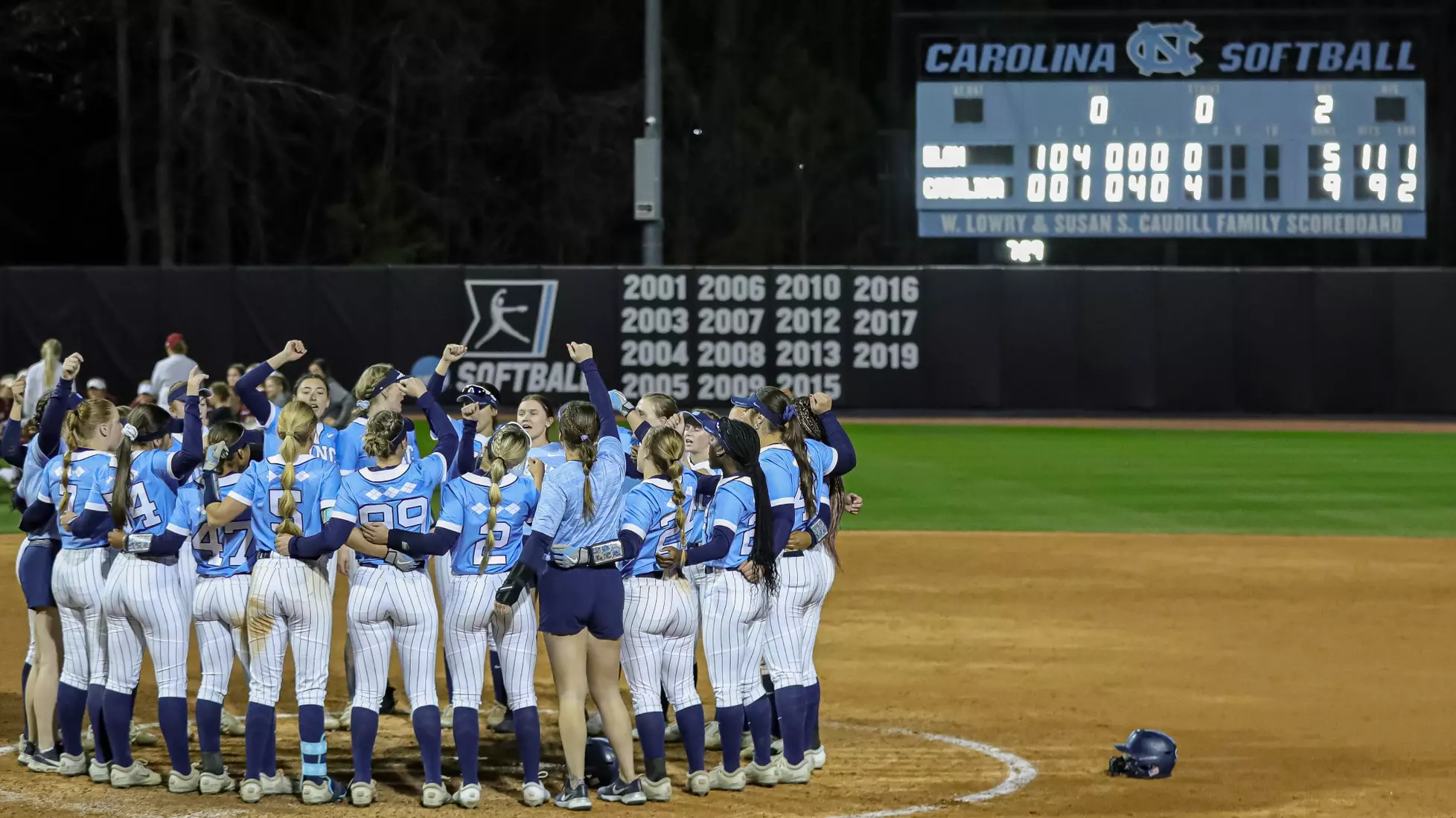 The Tar Heels celebrate defeating The Phoenix.