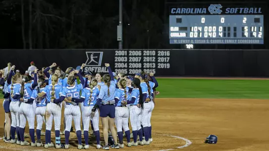 The Tar Heels celebrate defeating The Phoenix.