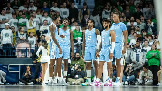team huddle at Notre Dame